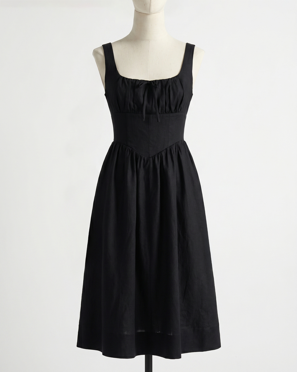 100% European Linen Corset Midi Dress